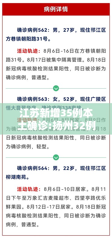 江苏新增35例本土确诊:扬州32例/江苏新增35例本土确诊扬州32例病例