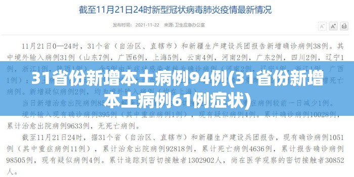 31省份新增本土病例94例(31省份新增本土病例61例症状)