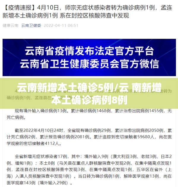 云南新增本土确诊5例/云 南新增本土确诊病例8例
