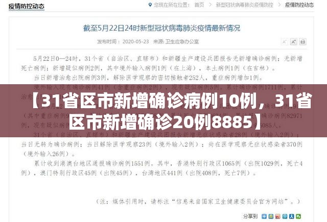 【31省区市新增确诊病例10例,31省区市新增确诊20例8885】 【31省区市新增确诊病例10例,31省区市新增确诊20例8885】