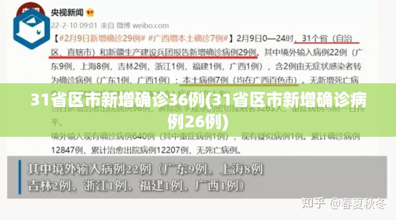 31省区市新增确诊36例(31省区市新增确诊病例26例)