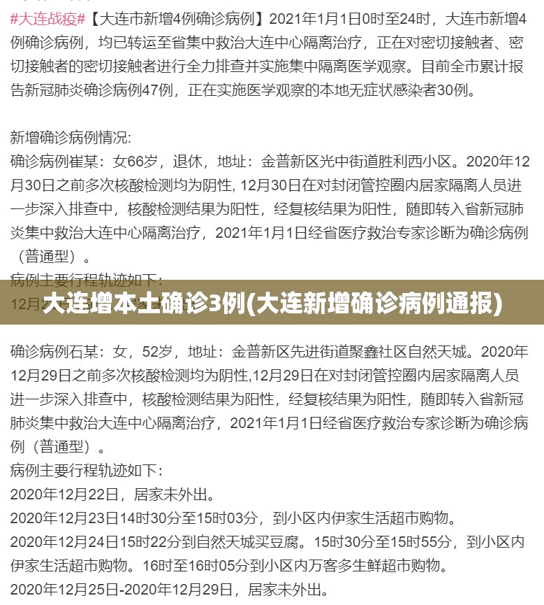 大连增本土确诊3例(大连新增确诊病例通报)