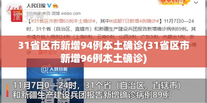 31省区市新增94例本土确诊(31省区市新增96例本土确诊) 31省区市新增94例本土确诊(31省区市新增96例本土确诊)