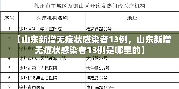 【山东新增无症状感染者13例，山东新增无症状感染者13例是哪里的】