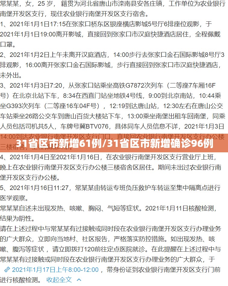 31省区市新增61例/31省区市新增确诊96例