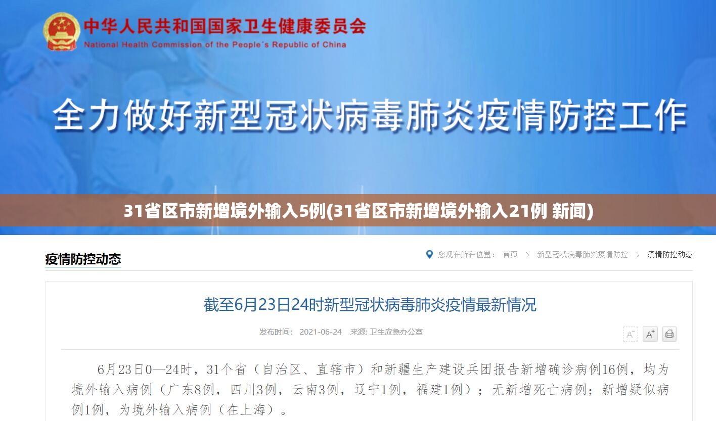 31省区市新增境外输入5例(31省区市新增境外输入21例 新闻)