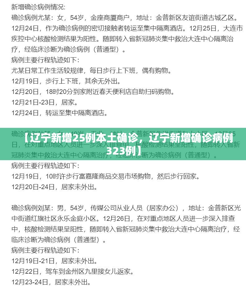【辽宁新增25例本土确诊，辽宁新增确诊病例323例】