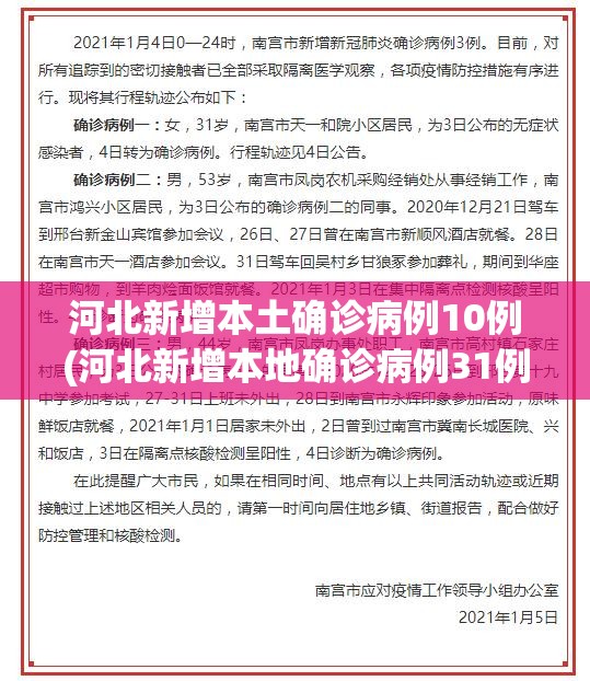 河北新增本土确诊病例10例(河北新增本地确诊病例31例)
