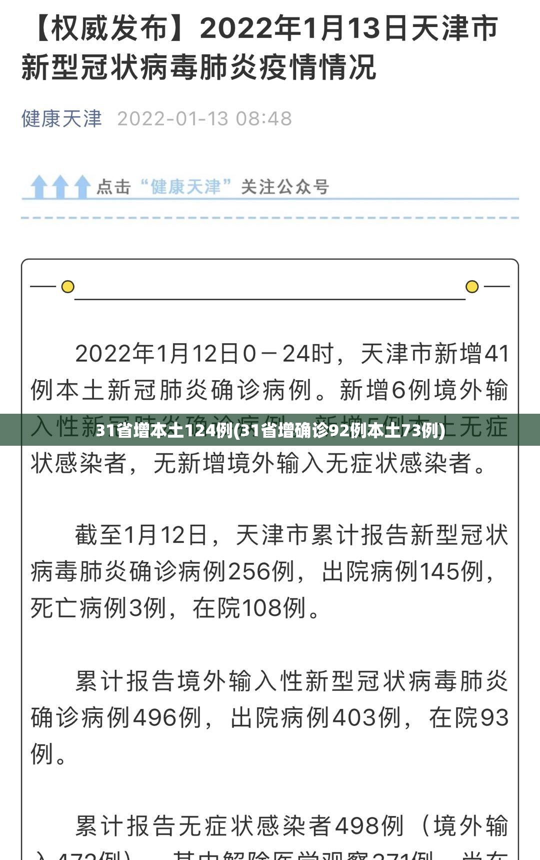 31省增本土124例(31省增确诊92例本土73例)