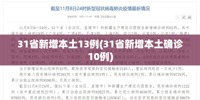 31省新增本土13例(31省新增本土确诊10例)