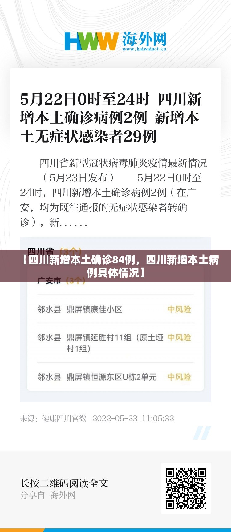 【四川新增本土确诊84例，四川新增本土病例具体情况】