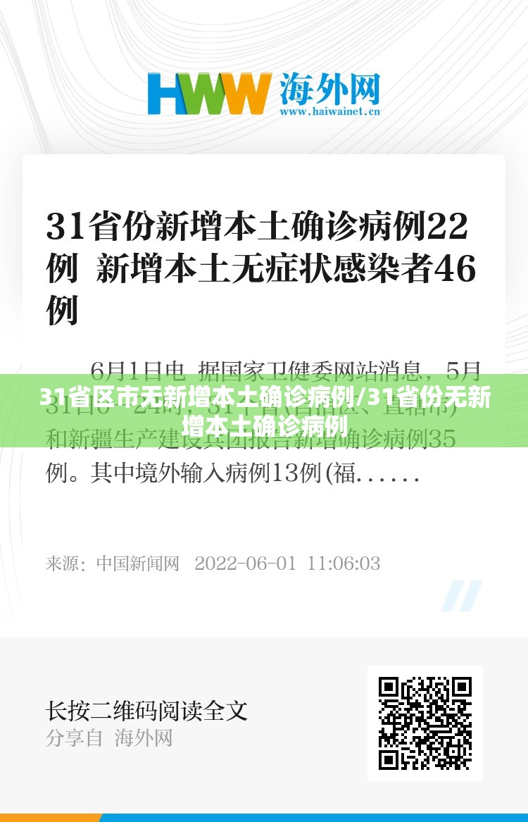 31省区市无新增本土确诊病例/31省份无新增本土确诊病例