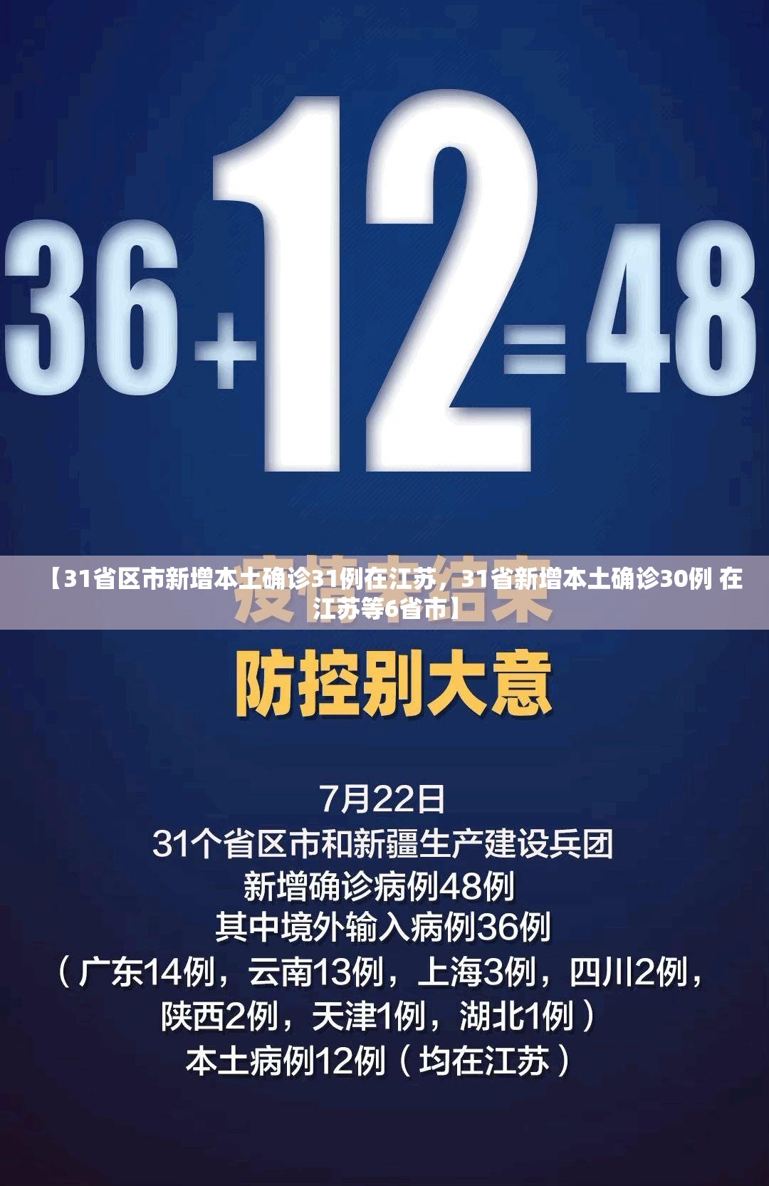 【31省区市新增本土确诊31例在江苏，31省新增本土确诊30例 在江苏等6省市】