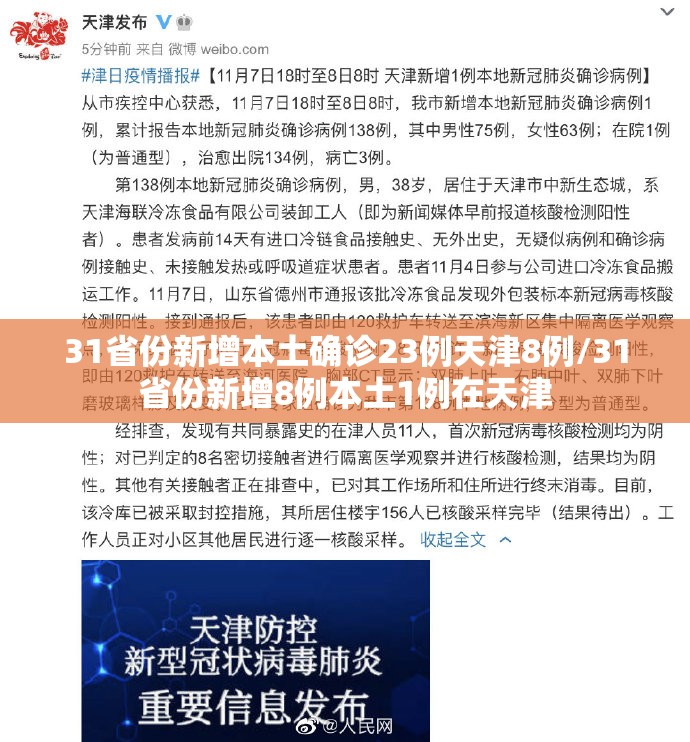 31省份新增本土确诊23例天津8例/31省份新增8例本土1例在天津