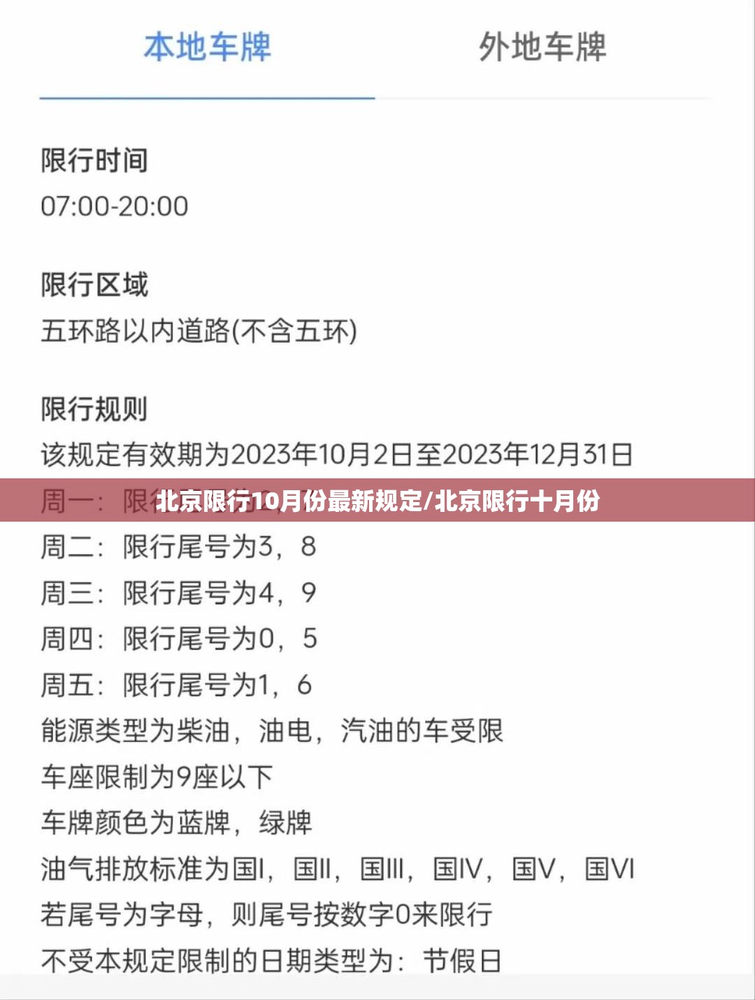 北京限行10月份最新规定/北京限行十月份