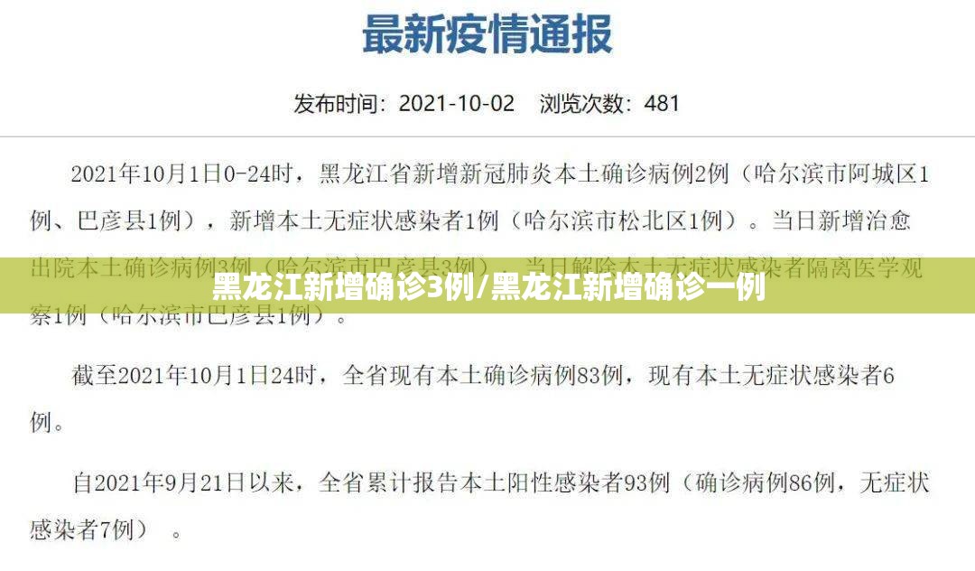 黑龙江新增确诊3例/黑龙江新增确诊一例