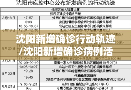 沈阳新增确诊行动轨迹/沈阳新增确诊病例活动轨迹 沈阳新增确诊行动轨迹/沈阳新增确诊病例活动轨迹