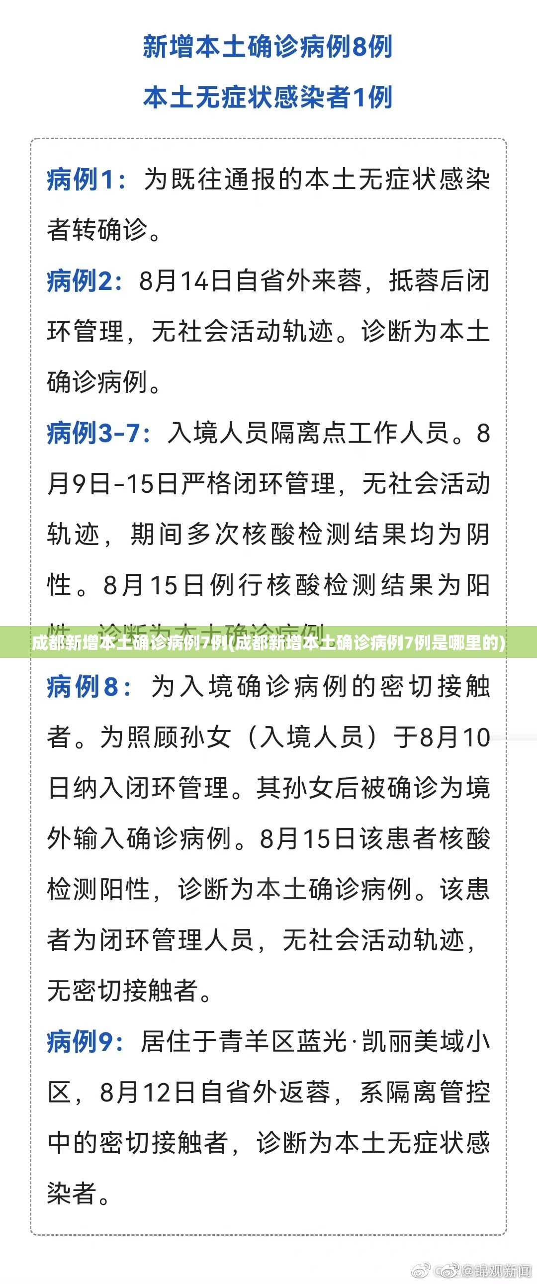 成都新增本土确诊病例7例(成都新增本土确诊病例7例是哪里的)
