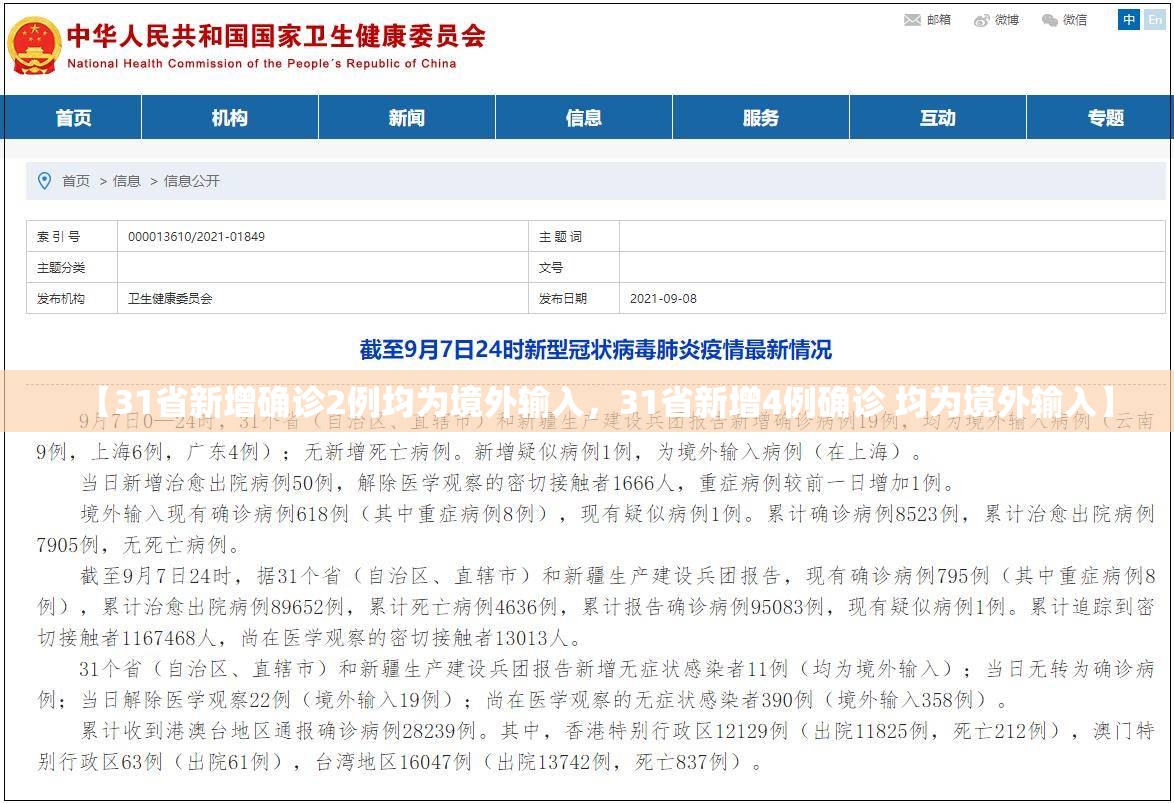 【31省新增确诊2例均为境外输入，31省新增4例确诊 均为境外输入】