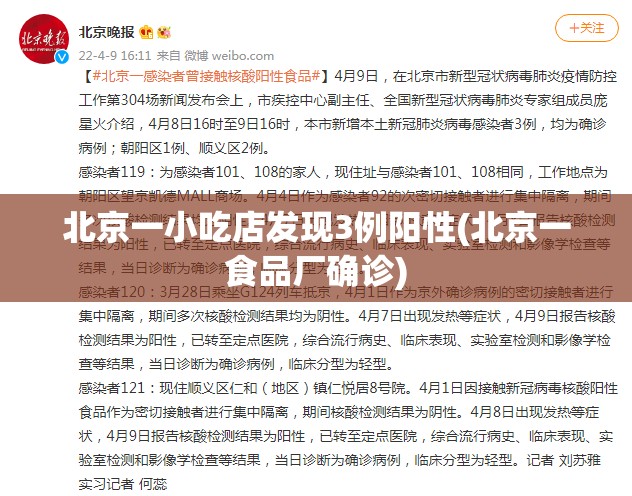 北京一小吃店发现3例阳性(北京一食品厂确诊)