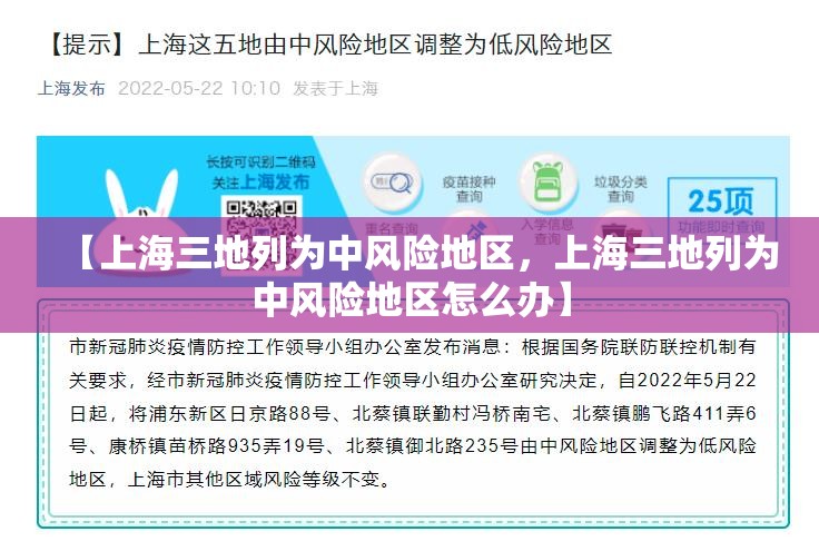 【上海三地列为中风险地区，上海三地列为中风险地区怎么办】
