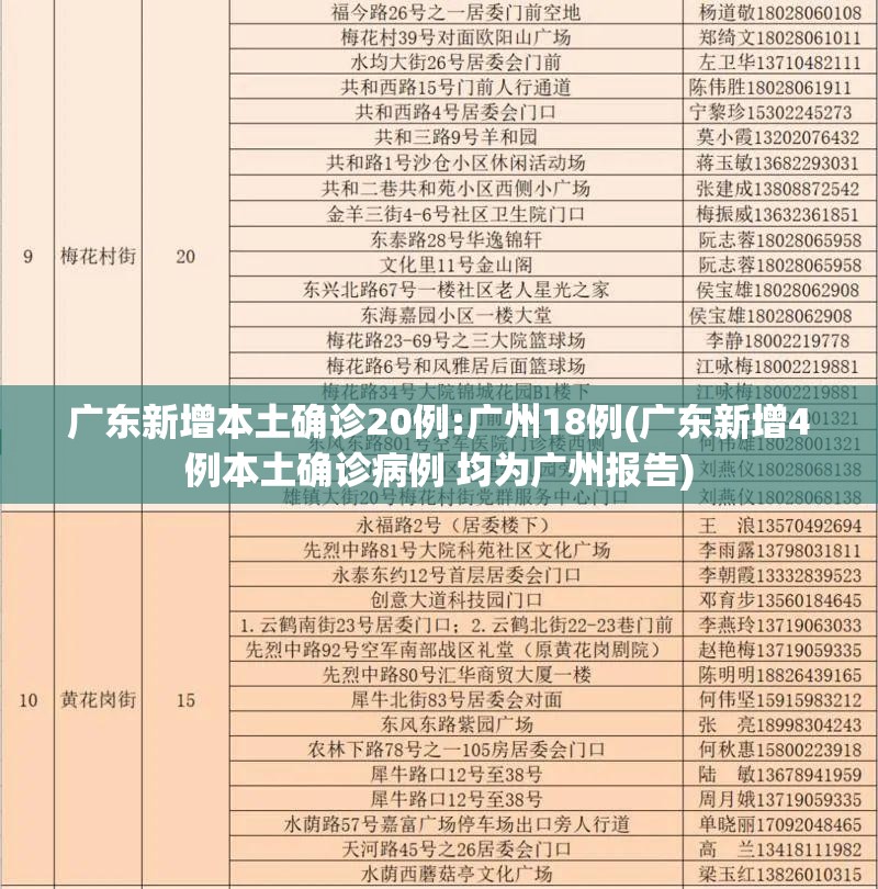 广东新增本土确诊20例:广州18例(广东新增4例本土确诊病例 均为广州报告)
