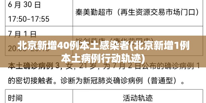 北京新增40例本土感染者(北京新增1例本土病例行动轨迹)