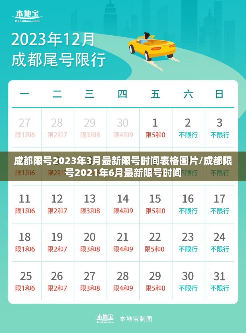 成都限号2023年3月最新限号时间表格图片/成都限号2021年6月最新限号时间