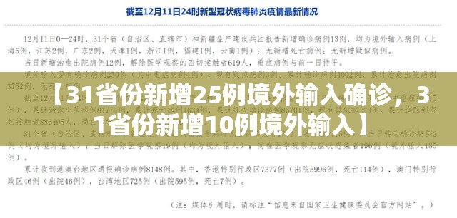 【31省份新增25例境外输入确诊，31省份新增10例境外输入】