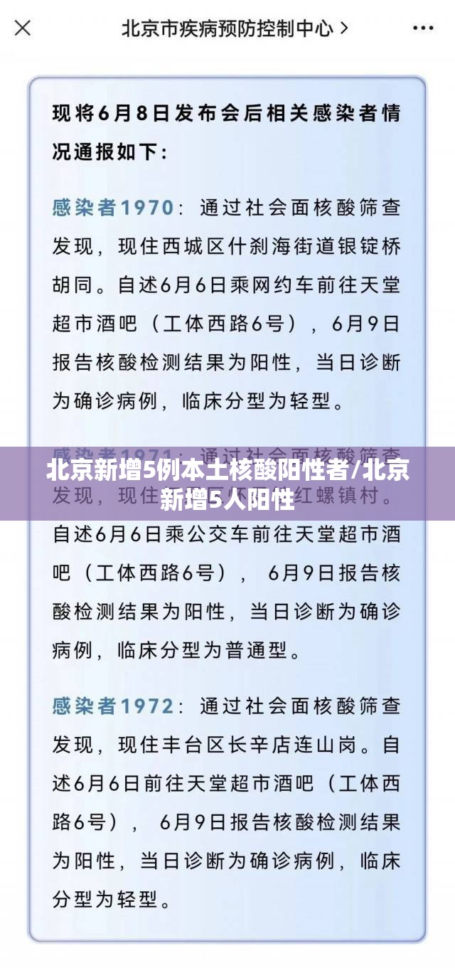 北京新增5例本土核酸阳性者/北京新增5人阳性