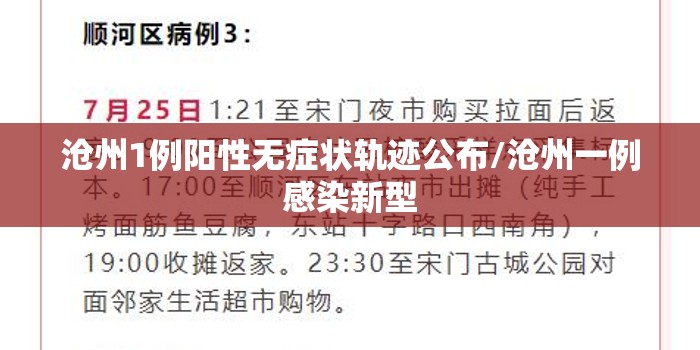 沧州1例阳性无症状轨迹公布/沧州一例感染新型 沧州1例阳性无症状轨迹公布/沧州一例感染新型