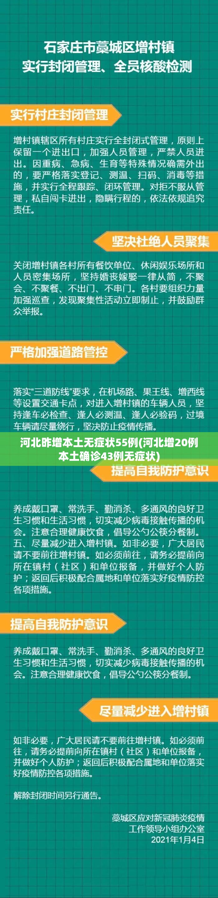 河北昨增本土无症状55例(河北增20例本土确诊43例无症状) 河北昨增本土无症状55例(河北增20例本土确诊43例无症状)