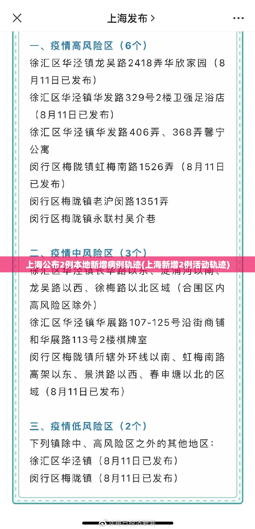 上海公布2例本地新增病例轨迹(上海新增2例活动轨迹)