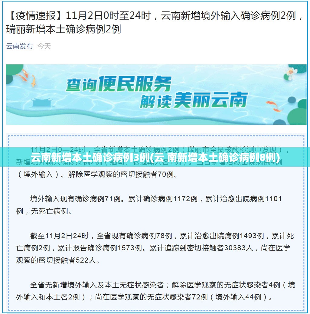 云南新增本土确诊病例3例(云 南新增本土确诊病例8例)