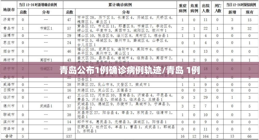 青岛公布1例确诊病例轨迹/青岛 1例