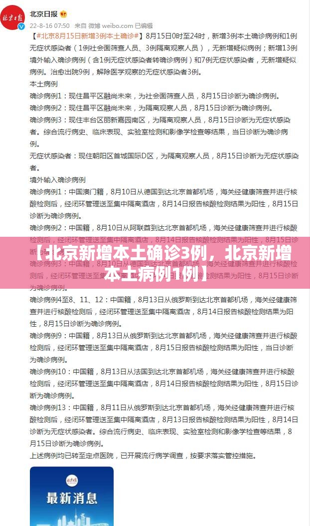 【北京新增本土确诊3例，北京新增本土病例1例】