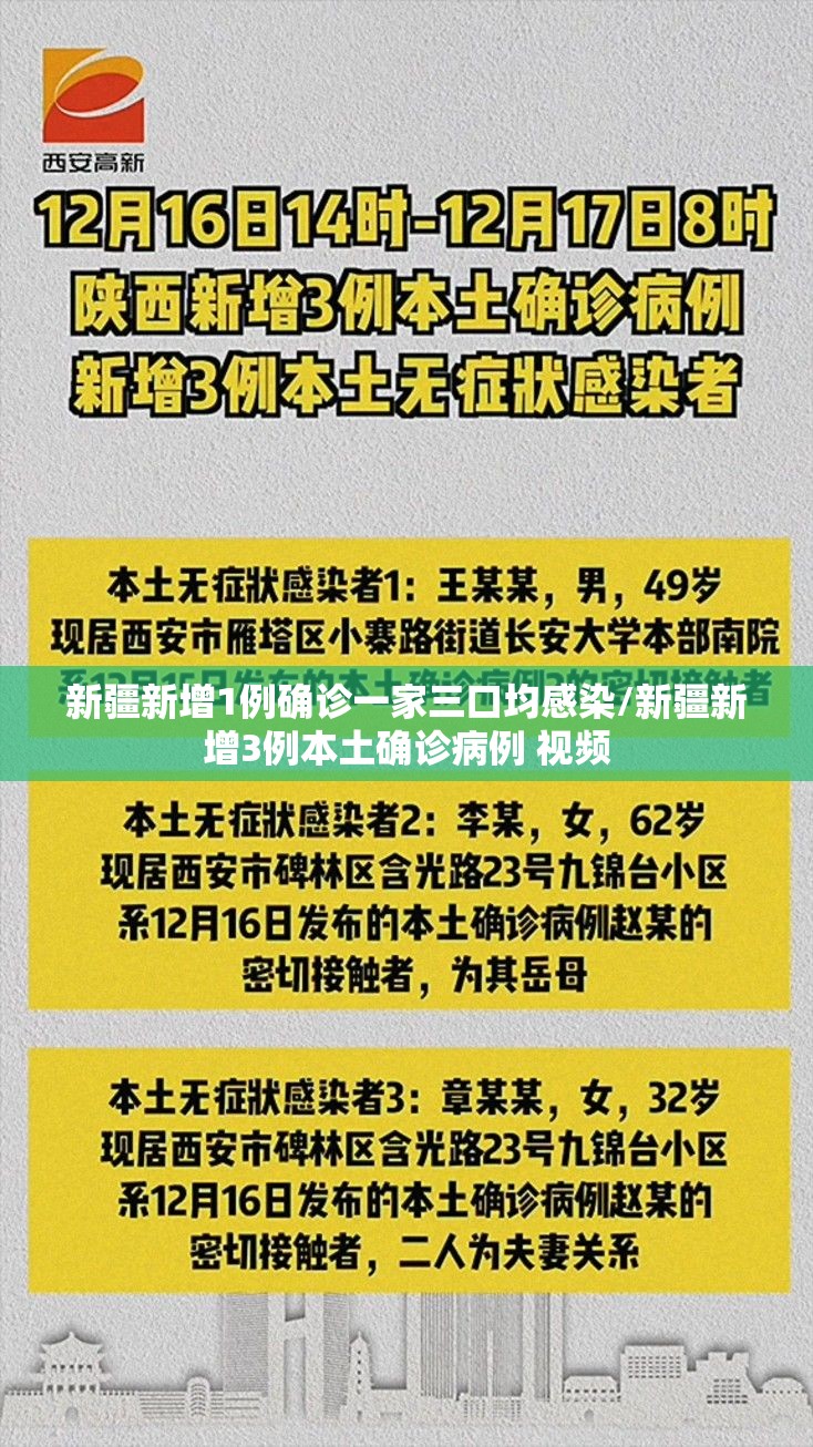 新疆新增1例确诊一家三口均感染/新疆新增3例本土确诊病例 视频