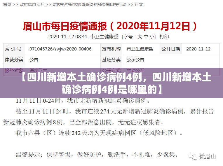 【四川新增本土确诊病例4例，四川新增本土确诊病例4例是哪里的】