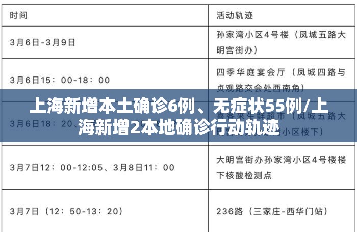 上海新增本土确诊6例、无症状55例/上海新增2本地确诊行动轨迹