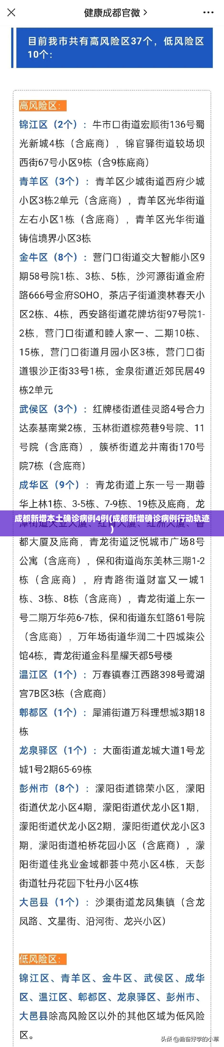 成都新增本土确诊病例4例(成都新增确诊病例行动轨迹)