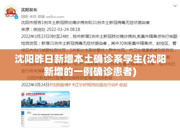 沈阳昨日新增本土确诊系学生(沈阳新增的一例确诊患者)